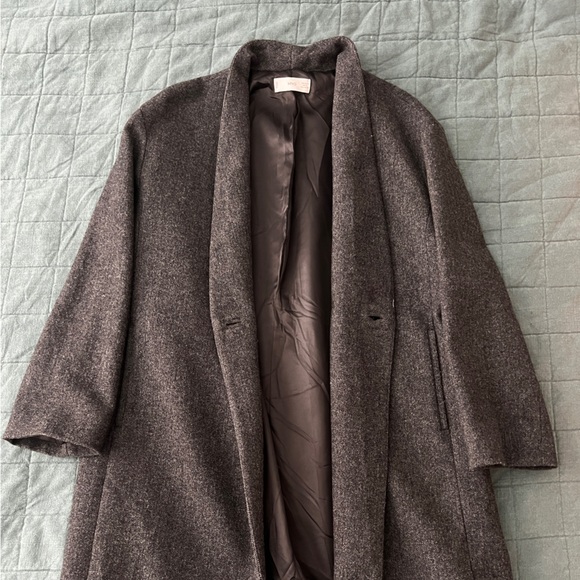 Mango Light Weight Wool Blend Midi Coat in Charcoal Gray. Size M - Picture 3 of 7